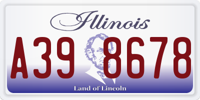 IL license plate A398678