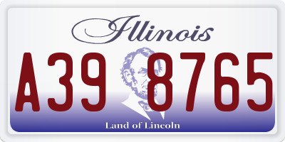 IL license plate A398765
