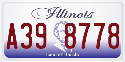 IL license plate A398778