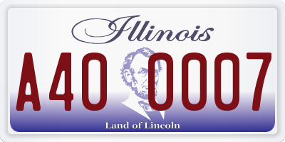IL license plate A400007