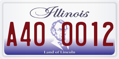 IL license plate A400012