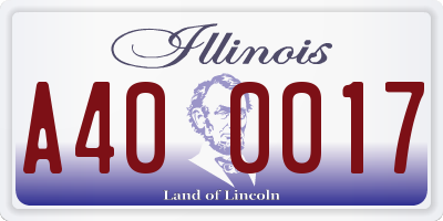IL license plate A400017