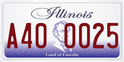IL license plate A400025