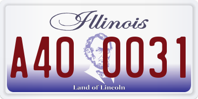 IL license plate A400031