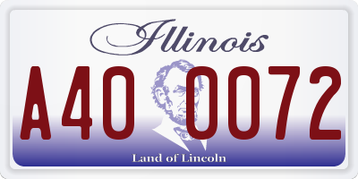 IL license plate A400072