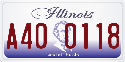 IL license plate A400118