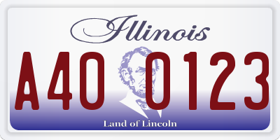 IL license plate A400123
