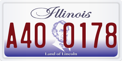 IL license plate A400178