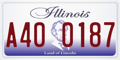 IL license plate A400187