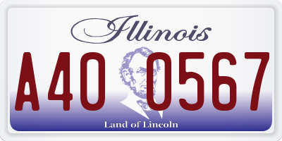 IL license plate A400567