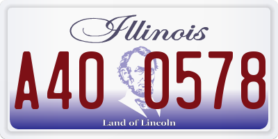 IL license plate A400578