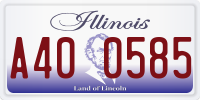 IL license plate A400585