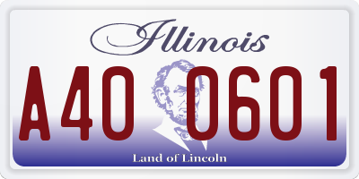 IL license plate A400601