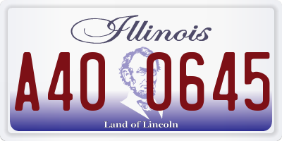 IL license plate A400645