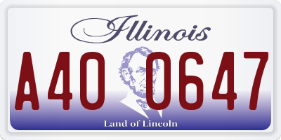 IL license plate A400647