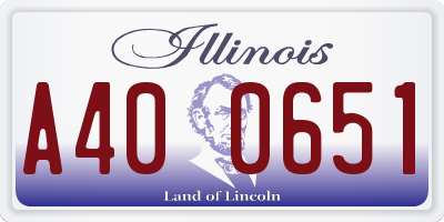 IL license plate A400651