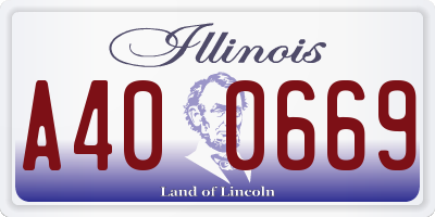 IL license plate A400669
