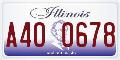 IL license plate A400678