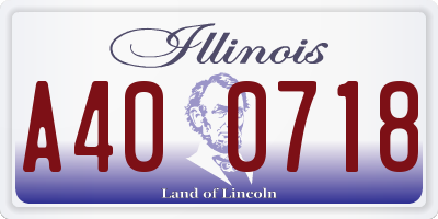 IL license plate A400718