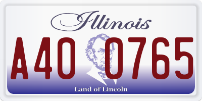 IL license plate A400765