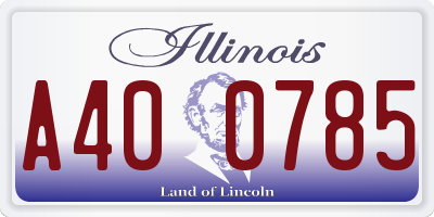 IL license plate A400785