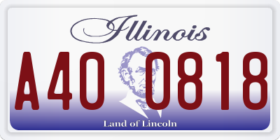 IL license plate A400818