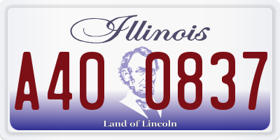 IL license plate A400837