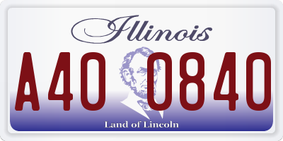 IL license plate A400840