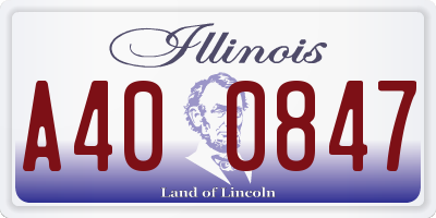 IL license plate A400847