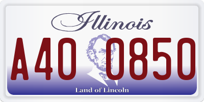 IL license plate A400850