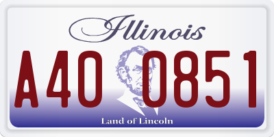 IL license plate A400851