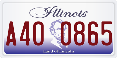 IL license plate A400865