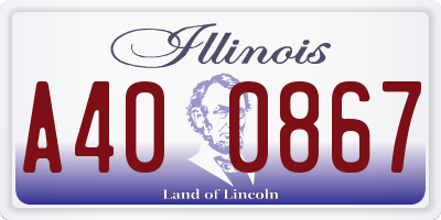 IL license plate A400867