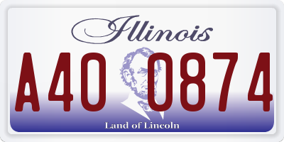 IL license plate A400874