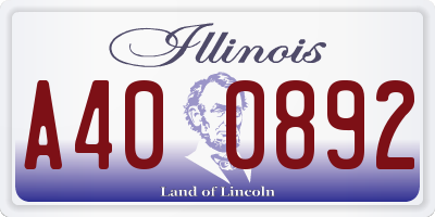 IL license plate A400892