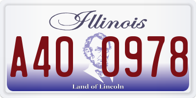 IL license plate A400978