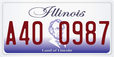 IL license plate A400987