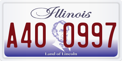 IL license plate A400997