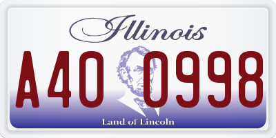 IL license plate A400998