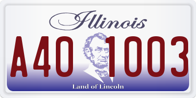 IL license plate A401003