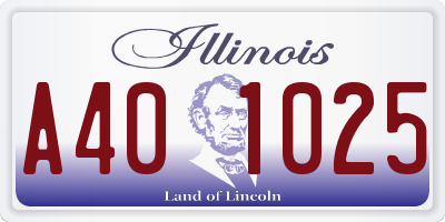 IL license plate A401025