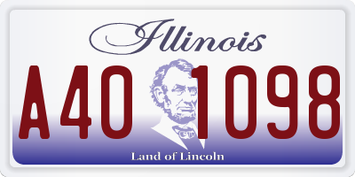 IL license plate A401098