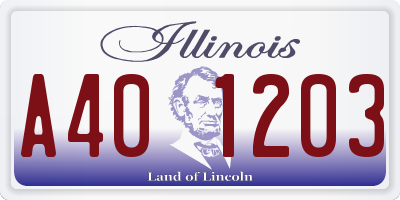 IL license plate A401203