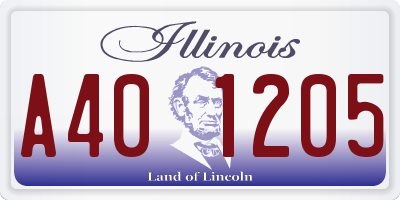 IL license plate A401205