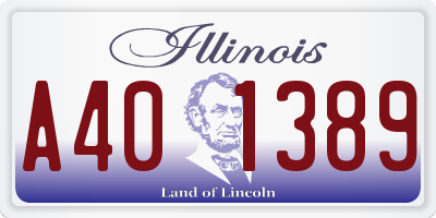 IL license plate A401389