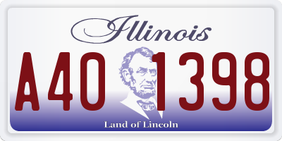 IL license plate A401398