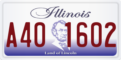 IL license plate A401602