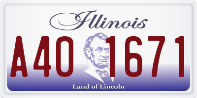 IL license plate A401671