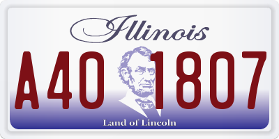 IL license plate A401807