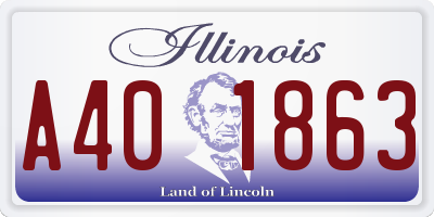 IL license plate A401863